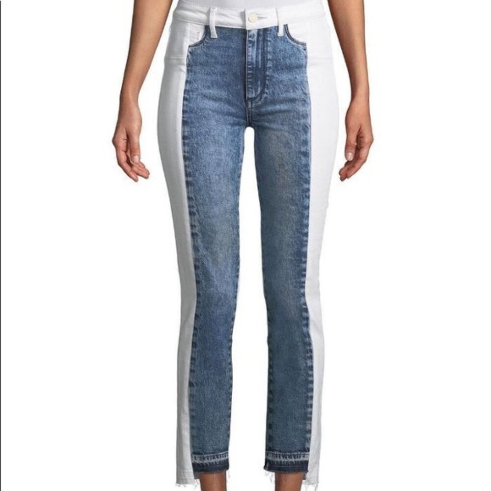 PAIGE Jeans Hoxton Straight Ankle Two Tone Step Raw Hem